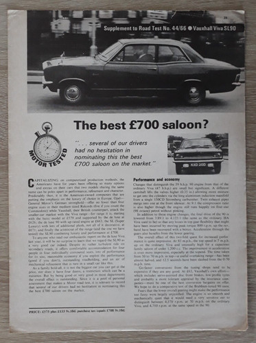 Vauxhall viva saloon - sl,
