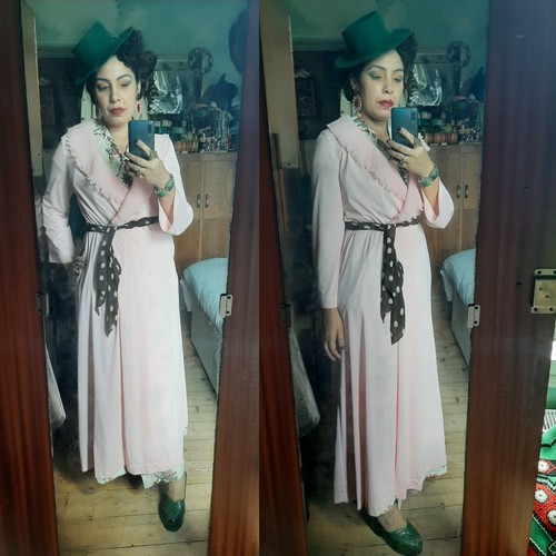 Vintage pink lounge robe 1950s - vintage,