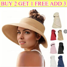 Roll Up Sun Visor Wide Brim Straw Hat Summer Foldable UV Protection Cap 2025 UK`