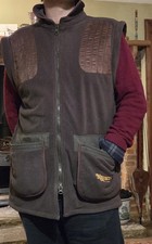 Napier of London Men's XL Shooting Gilet Skeet Vest Green & Brown Fleece Purdey