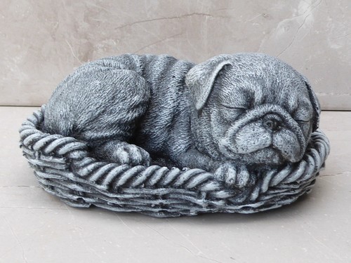 Cast stone handcrafted pug - cast,
