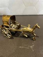 Vintage Brass Horse And Cart