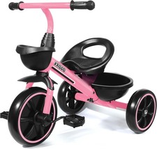 Toddler Tricycle - Girls Boys Age 2-5, Kids Ride On Toy Bike Indoor Outdoor Pink