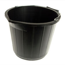 Black Plastic Builders Bucket 3 Gallons 14L Heavy Duty Water/Feed Storage Handle