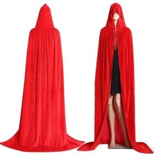 Halloween Kids Adult Hooded Robe Cloak Cape Velvet Party Vampire Cosplay Costume