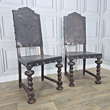 Pair 2 Antique Chairs Carver