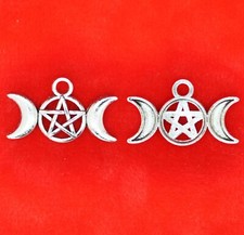 8 x Tibetan Silver Triple Moon The Triple Goddess Wiccan Pagan Charms Pendants