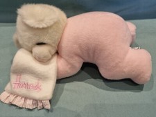 Harrods Knightsbridge Tender Moments Sweet Dreams With Rattle Pink Baby Bear GC