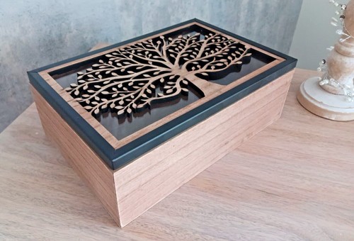 Tree life wooden box carved - tree, of