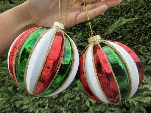 Christmas shiny striped - striped, bauble
