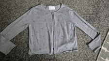 Girls Zara Cardigan Dark Grey With Sequin Type Stones Age 7 Lovely Condition