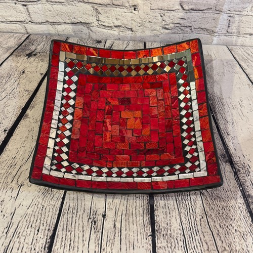 30cm red square mirror mosaic - 30cm,