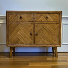 Brushed & Glazed Solid Oak Small Sideboard Parquet Range From Oak Furnitureland