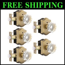 Octagonal Crystal Doorknobs for Bed/Bath, 5 Pack