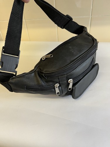 Black multi pocket waist bag - waist,