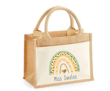 Personalised Rainbow Jute Bag XL.. ..Teacher,Teaching assistant, nurse , student