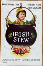 PORTSTEWART WITH WARM WISHES IRISH STEW POT C1940 VALENTINE MAILING NOVELTY PC