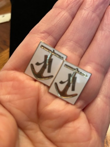 Gold white anchor cufflinks - anchor,