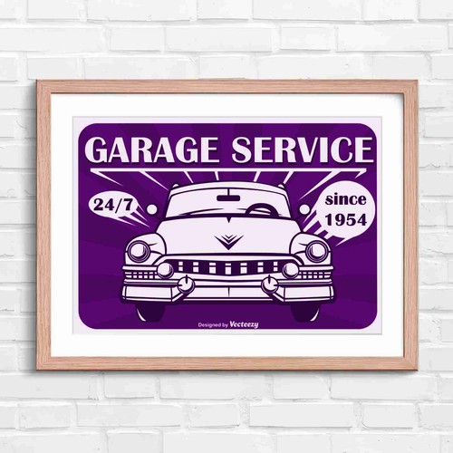 Retro vintage garage - garage, service