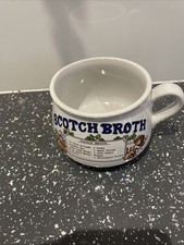 Vintage Soup Mug Bowl Scotch Broth Recipe White Handle Cup Classic Collectable