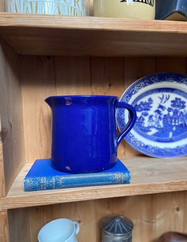 Blue glazed terracotta jug - glazed,