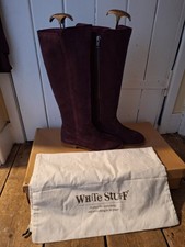 BNIB GORGEOUS WHITE STUFF HAILEY  SUEDE LEATHER KNEE HIGH BOOTS SIZE 4  BURGANDY