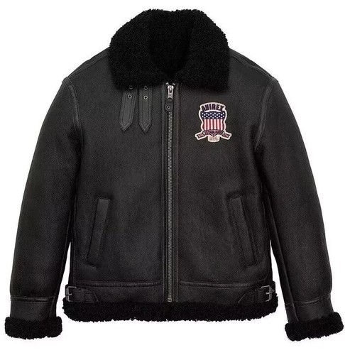 Avirex black shearling leather - black,