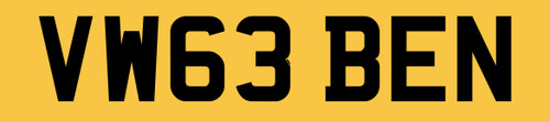 Vw63 ben 2013 number plate - ben,