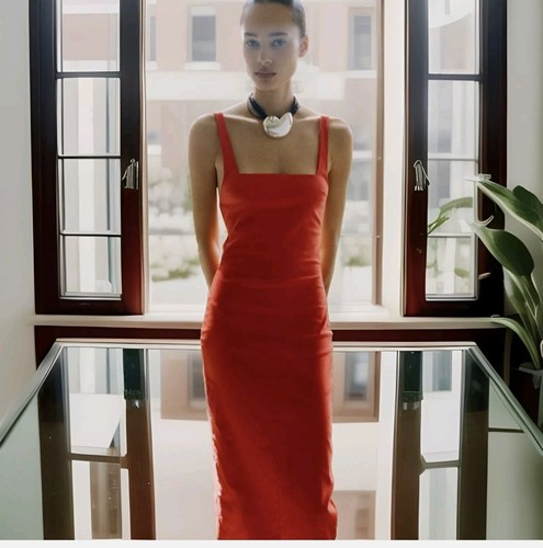 Zara red midi dress - red, with