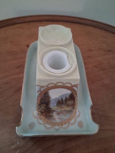 Antique porcelain ink well - porcelain,