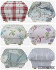 Laura Ashley Fabric Footstools Pouffes Foot Rests Floral Belvedere Birds Checked