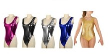 Metallic One Piece Bodysuit Wet Look Swimwear Beach-suit High Cut Leotard