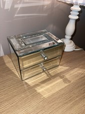 Jewellery Box Crystal Jewel Trinket Glass Box 2 Drawer front