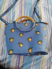 Cath Kidston Mini Bucket Bag Grab Handle Cross Strap Little Lemons Blue CK65