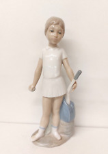 Zaphir Lladro Little Tennis Player, Girl Vintage Retired Rare Lovely Condition