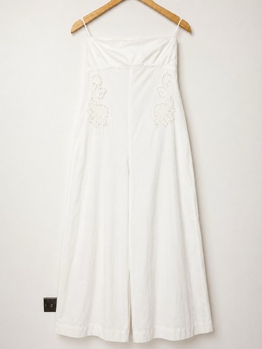 Zara white embroidered wide - white,