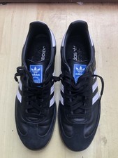 ***VERY GOOD CONDITION MENS ADIDAS SAMBA BLACK TRAINERS WITH BOX UK SIZE 9***