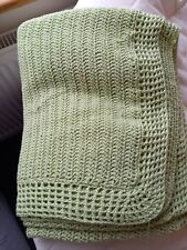 Beautiful Hand-Crocheted Green Blanket/Throw- 62" x 48" C See Photo 1 For Colour