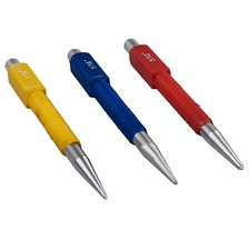 3 Piece Centre Punch Set Colour Coded Heat Treated Carbon Steel Non-Slip Grips