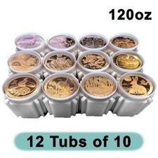 120 x 1oz GSM Copper Rounds Chinese Zodiac Dragon Tiger Bulk Lot (12 Tubs of 10)