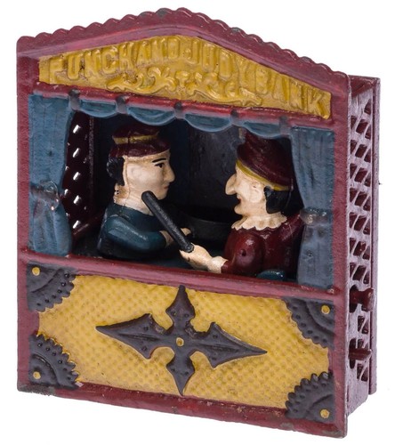 Crank puppet money box - , punch