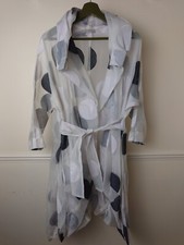 MASHIAH Art To Wear Organza Tulip Belted Coat Free Size Black White Spotted