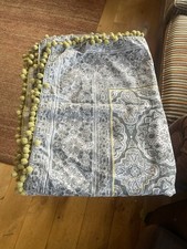 Grey Patterned Table Cloth With Fringe