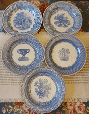  Spode. "The Blue Room Collection". Set of 5 dinner plates. D=26 cm. 