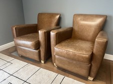 Heal’s Leather Armchairs Tan/Brown, Pair