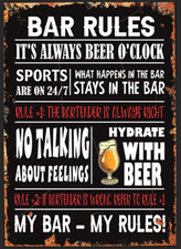 Bar Rules Metal Sign Pub Wall