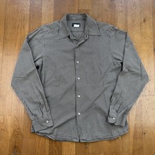 Vintage Agnes B Homme Paris Brown Checked Shirt Size 42 Made In France