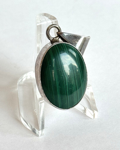 Large vintage silver malachite - large,