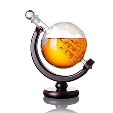 Globe Whiskey Decanter Borosilicate Glass World Map Liquor Dispenser