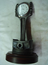 upcycle piston conrod clock wooden base automobilia man cave unusual hand made